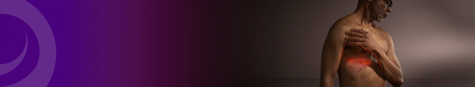 Campaign image of man with skin rash transforming into liver problem