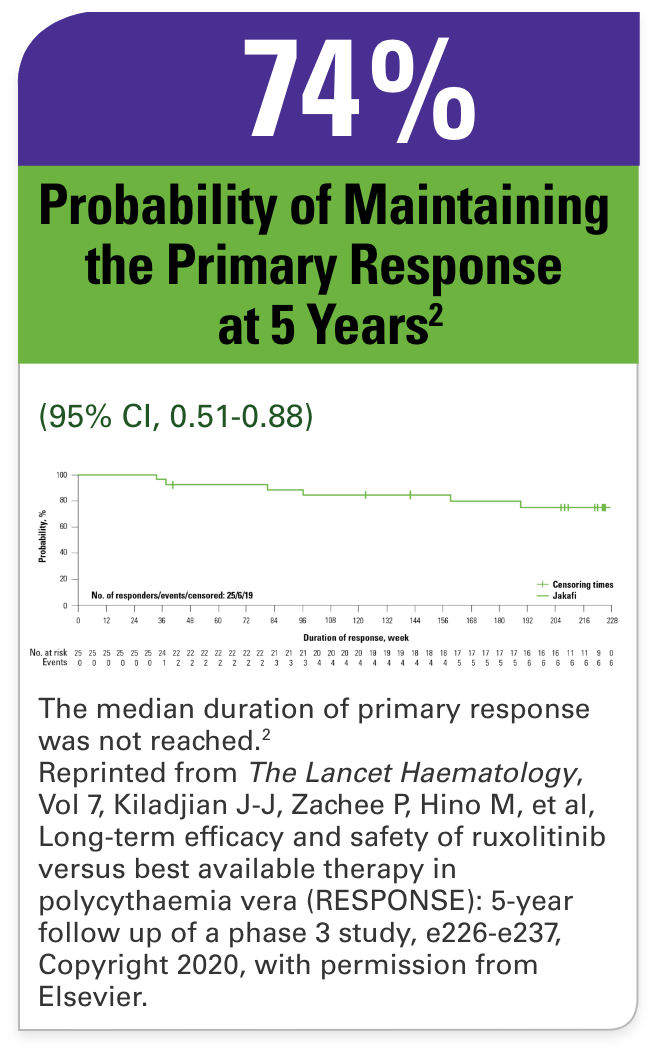 KM curve Primary Response at 5 Years